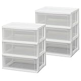 アイリスオーヤマ ワイドチェスト 3段 幅54×奥行40 ホワイト/クリア W-543　【2個セット 】