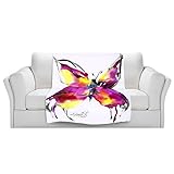 ブランケットウルトラソフトFuzzy 4サイズ！DIANOCHEデザインからby Kathy StanionバタフライBliss 56ホームDecor Unique Designer芸術的スタイリッシ
