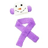 Baosity ニット　赤ちゃん　雪だるまスタイル　帽子　キャップ　スカーフ　通気性　写真　小道具　全4色 - 紫　