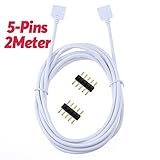 Glarks 6.5ft / 2M Long 5-Pins Extension Connect Cable Wire and With 2Pcs 5-Pins Plug Connectors for 