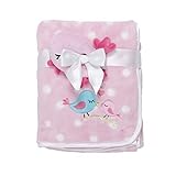 Baby Gear Baby Girls 2 Piece Plush Blanket with Applique & Security Gripping Toy Set, Pink Birdie by