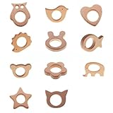 Lovoski ティースリング　おしゃぶり　違う形状　可愛い　幼児おもちゃ　木製　　11個入り