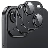 「Actfrain」2枚セットiPhone 14/14 Plus用 カメラ保護フィルム 【アルミ合金+9H強化ガラス】レンズ全面保護 耐衝撃/擦り傷防止/露出オーバー防止 高透過率 曇りなし 強粘着設計 黒縁デザイン ブラック
