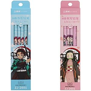 Lolay 鬼灭之刃 鉛筆 24本セット えんぴつ 無地鉛筆 HB 6角軸 原木鉛筆 黒鉛の芯 書き味が優しい シンプル…