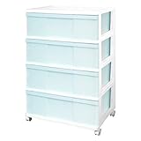 収納ケース ワイド チェスト 4段 ホワイト／パームグリーン 日本製 MJ-W4-1WNGR