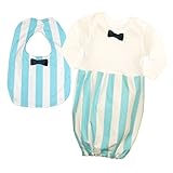 Caught Ya Lookin' Baby Bib Gift Set, Blue Stripe with Navy Ribbon by Caught Ya Lookin'
