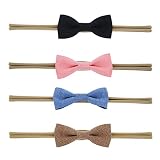 fushop赤ちゃん女の子伸縮性コットンヘッドバンドMini Bow 4pcsヘアアクセサリー F129a