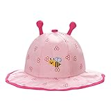 GZ HOUSE　ふわふわ　子供　日よけ帽子　ベビー用　キッズハット　紫外線防止　丸洗い　あご紐付き　男女両用　uvカット　出産祝い　プレゼント　6～18月　 (頭囲48CM, ピンク)