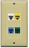 RiteAV – ( 1ギャングDecorative )混合色cat5eホワイトブルーグリーンイエロー壁プレートアイボリー