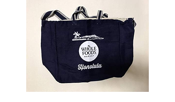 Amazon Co Jp Whole Foods Market ホールフーズ マーケット ホノルル限定 エコバッグ ショッピングバッグ オーガニック トートバッグ ネイビー ホビー 通販