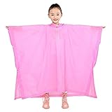 AIRCEE レインコート キッズ 子供用 雨具 超軽量 ポンチョタイプ 薄い型 レインウェア レイングッズ 子供 男女兼用 小学生 通学 通園 (ピンク)