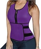 ネオプレン汗サウナスーツタンクトップベストwith調節可能ウエストトリマーベルト US サイズ: XL カラー: パープル