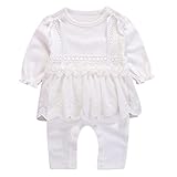 レースボディスーツ、g-real新生児幼児赤ちゃん女の子美しい花柄レースロンパースボディスーツソリッドジャンプスーツClothes for 3 – 9 M 3M ホワイト