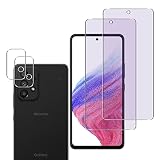 【2+2枚セット-ブルーライトカット】Galaxy A53 5G SC-53C フィルム 指紋認証対応 Galaxy A53 5G ガラスフィルム ブルーライト(2枚) + レンズ保護フィルム (2枚) galaxya535g 液晶保護 フィルム さらさら 強化ガラス 日本AGC旭硝子素材 超薄 硬度9H 飛散防止 撥水撥油 耐衝撃 指紋防止 貼り付け簡単 自動吸着 気泡ゼロ 目の疲れ軽減 高透過率 ラウンドエッジ加工 3D Touch対応