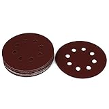 uxcell サンディングディスク 　フックとループサンドペーパー　 サンディングディスク　240 グリット　8 穴　125mm 直径　20枚入り