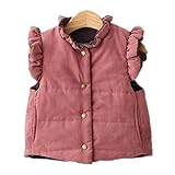 Candykids 使える オシャレ女児 コットンベスト キルティング ダウンジャケット 秋冬 子供服　キッズ　アウター　中綿 厚手　暖かい (110cm, レッド)