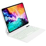 QERDAOYI マジックキーボード 2024 iPad Air6 11インチ (M2) iPadPro第1/2/3/4世代11インチ iPadAir第4/5世代10.9インチ 日本語配列 高精度トラックパッド付き iPadキーボード付きケース LEDバックライト iPadスーマートキーボード 磁気吸着 LCDディスプレ 角度調整可能 横置きスタンド ホワイト