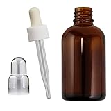 スポイド付き遮光瓶 スポイト遮光瓶 詰め替え用ガラス容器 保存容器 茶色 オーバーキャップ付 スポイトボトル (60ml)