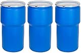Eagle 1610MB ブルー 高密度ポリエチレン ラボパック ドラム 金属製レバーロック蓋付き 容量14ガロン 高さ26.5インチ 直径15インチ Pack of 3