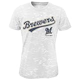 MLB Milwaukee Brewers Burnout T（ホワイト）、XL