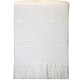 Babyprem Couverture/châle pour bébé en acrylique doux Motifs étoiles Blanc 122 X 122 cm