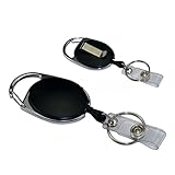 Retractable PullチェーンIDホルダーリールRecoilキーリングベルトクリップブラック2個パック