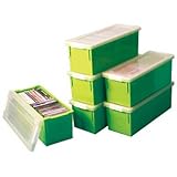 CD＆DVD 小物入れ 収納ボックス フタ付 完成品 メディアボックス バックル式 同色 おしゃれ グリーン 6個組 送料無料【メーカー 自社製造 日本製】
