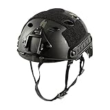 OneTigris ファストヘルメット fast PJタイプ エアソフトヘルメット 米軍風レプリカ装備 多目的 サバゲー･作業用など マウントレール付き かっこいい 軽量 (黒の迷彩)