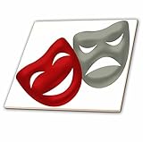 Anne Marie Baugh – Theater – OneグレーDrama Mask and Oneレッドドラママスク – タイル 12" ct_222674_4