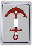 3dRose lsp_165792_1 Red Boat Anchor Blue Outline Light Switch Cover