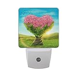Alaza Spring Flower Tree Sunset Bird LED Night Light Dusk to Dawnセンサープラグin Night Home Decorデスクランプfor