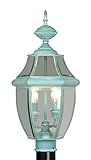 Livex Lighting 2254-06 Outdoor Post with Clear Beveled Glass Shades, Verdigris [並行輸入品]