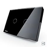 米国/ AU標準、2-gang 2ウェイ、vl-c302s-82、タッチスクリーンライトスイッチのLEDインジケータ、ブラッククリスタルガラスパネル