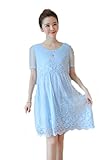 Asia Color 透け感ドレス 柔らか総レース ワンピース マタニティ フォーマル (XXL, ブルー)