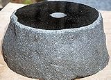 【国内加工】黒御影石の束石、沓石　（上面磨き、側面自然風仕上げ）　上面９寸、下面１１寸、高さ５寸