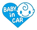 Sticker Shop Haru BABY ＩＮ CAR ステッカー ハート型 15cm ライトブルー