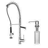 Kraus kpf-1602-ksd-30ssシングルハンドルプルダウンキッチン蛇口Commercialスタイルpre-rinse inステンレススチール仕上げとソープディスペンサー KPF-1602