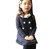 Yochyan 子供ドレス　バレンタインデー 　プレゼント　ベビードレス　キッズ服　女の子　ガールズ　可愛い　おしゃれ　長袖　蝶結び　日常着　普段着　通園　通学（90-140CM) (90CM, ネイ