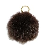 [OVER RAG] キーホルダー レデイース 人気 かわいい リアルフォックスファーバッグチャーム バッグ チャーム ビッグサイズ ふわふわ フォックスファー ラフォックス 狐 ファー バック bag charm 大きい リアルファー (ブラウン)