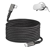 USB-C to USB-C ケーブル ナイロン編み PD対応60W/3A急速充電 【5m・L型 4K@60Hz映像出力 USB3.2 Gen1標準 5Gbpsデータ転送】Type-C機種対応 E-Marker Oculus Quest 2 / Quest 1 / Rift S/VRヘッドセット