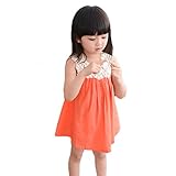 Domybest　子供服　ベビー服 女の子 ワンピース　チュニック　赤ちゃん　女児 スカート　子供服　サンドレス 可愛い ドレス ガールズ ワンピース 　レース　オレンジ　春　夏　秋　出産祝い　誕生日