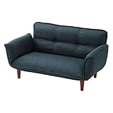 ソファ 2人掛け 日本製 リクライニング カウチソファ ソファベッド 肘掛け 〔ファブリック〕 ネイビー