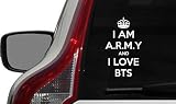 BTS I am Army Crown 車 ビニール ステッカー デカール バンパー ステッカー 自動車 トラック フロントガラス カスタム 壁 Windows iPad MacBook ノートパソコン ホームなど用 (ホワイト)