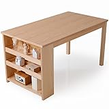 LOWYA （ロウヤ） ダイニングテーブル 天然木 収納棚 トレーとしても利用可能 可動棚 テーブル単品 幅138.5cm ナチュラル おしゃれ