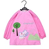 【SEBLES】 ベビー キッズ ぞう エレファント キュート スモック エプロン 防水 幼稚園 0歳 ～ 4歳 全6色 サイズ S M L XL クロスセット (ライトピンク,XL)
