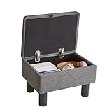 Aibiju スツール 低い ロースツール 無垢材の脚付き 高反発 ミニ椅子 フットスツール 40*30*24cm オットマン 足置き台 リネン生地製 耐荷重150kg ヒンジ式開き蓋 ライトグレー YD-JD1364