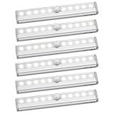 Amirモーションセンサークローゼットライト、DIYスティックオンポータブル10-ledワイヤレスキャビネットNight /階段/ステップライトバーでクール磁気ストリップ電池式(ホワイト – パックo