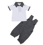 2017新しい到着赤ちゃんの服セット男の子のための紳士新生児の服セット高品質の綿のTシャツ+オーバーオールベビースーツ19-24M