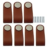 F Fityle モダン　手作り　レザー　スーツケース　ハンドル　引き出し　レザー　ハンドル　プルノブ　耐久性　 - 褐色7本