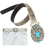 シャンディニー ベルト バックル 金具 華やか ターコイズ イミテーションストーン ベルト付き